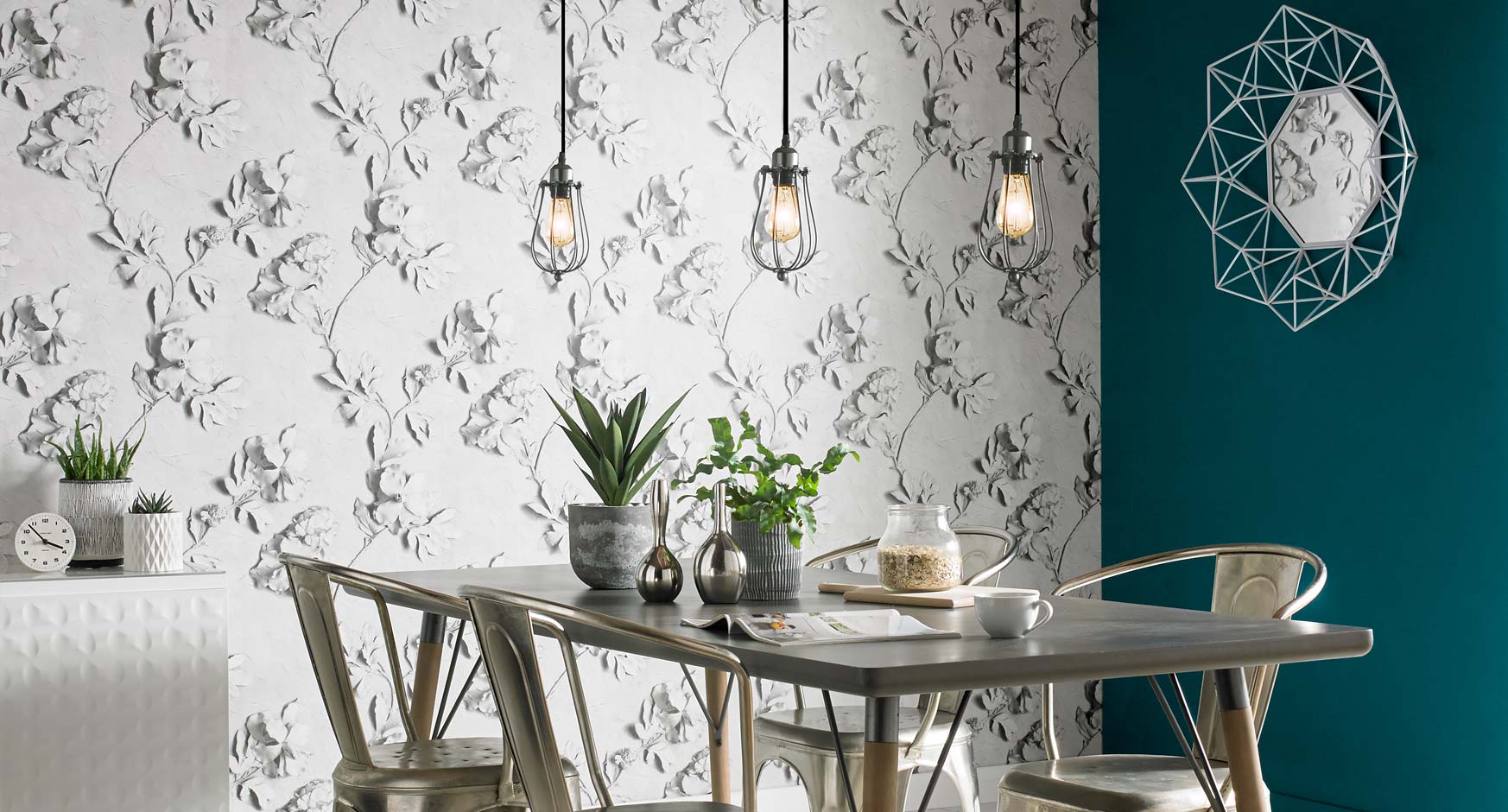 Dining Room Wallpaper Dining Room Feature Wall Ideas - Modern Wallpaper Accent Wall Living Room - HD Wallpaper 