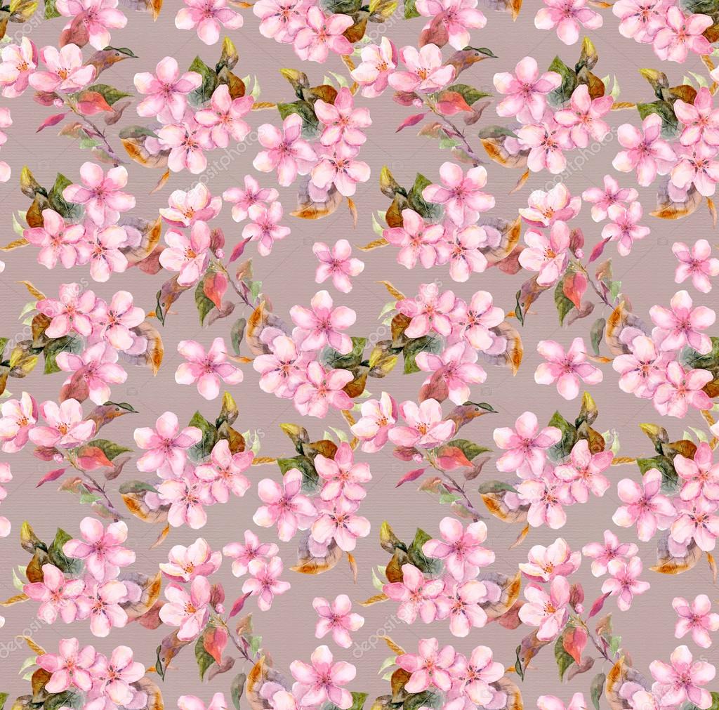 Cherry Blossom Seamless Flower Pattern - HD Wallpaper 