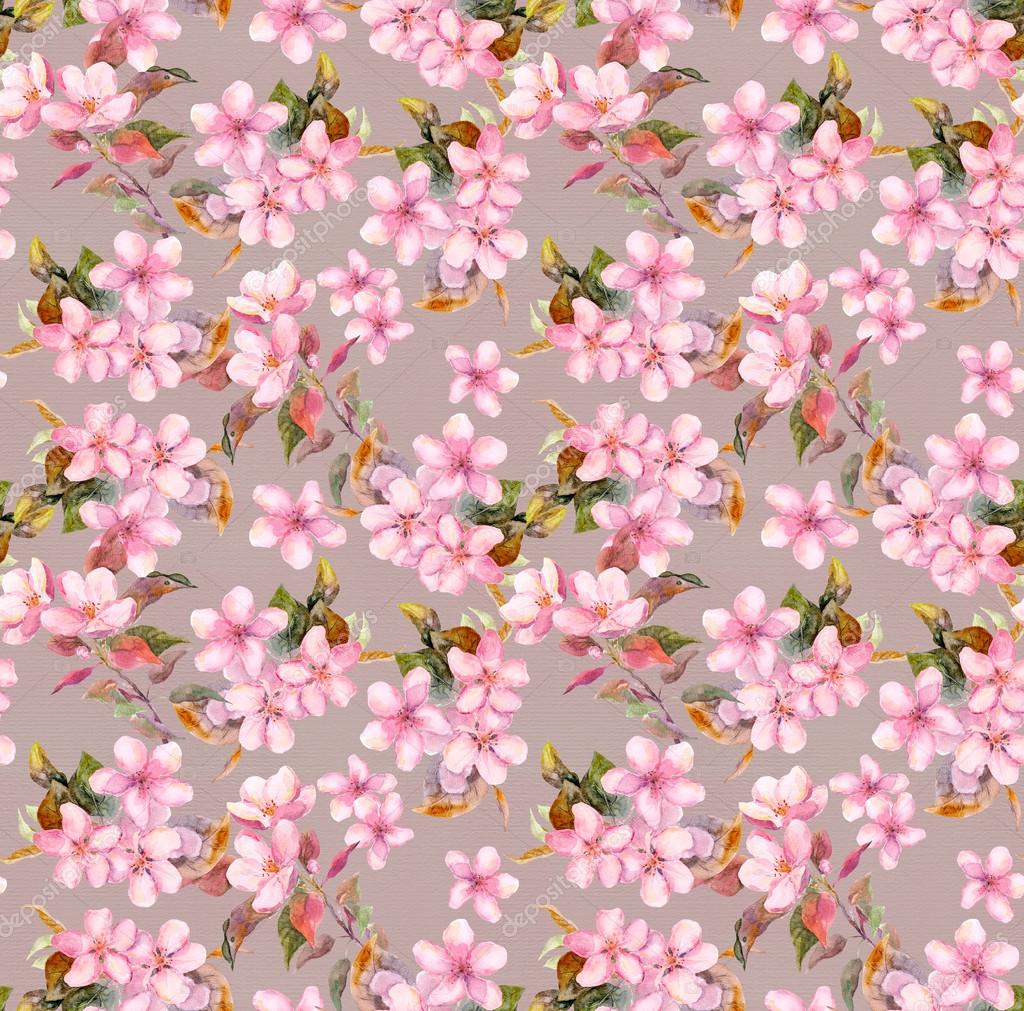 Cherry Blossom Seamless Flower Pattern - HD Wallpaper 