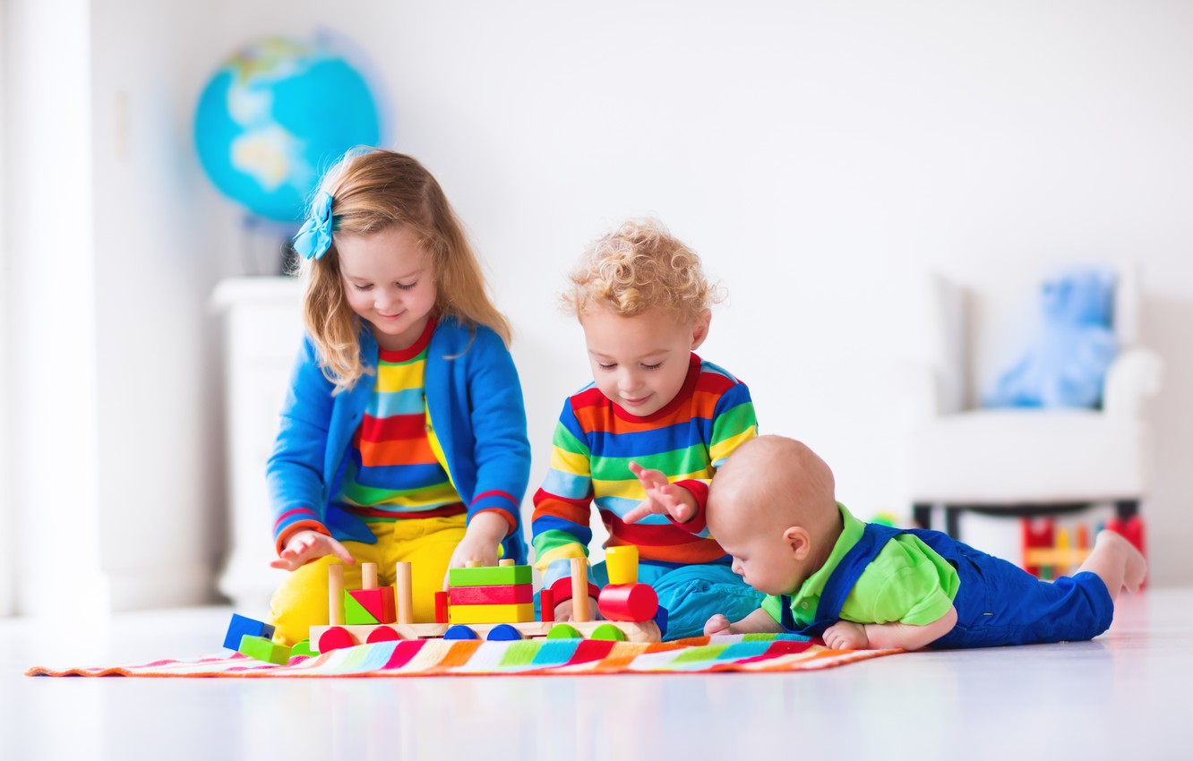 Photo Wallpaper Children, The Game, Colorful, Designer, - Social Behavior Baby - HD Wallpaper 