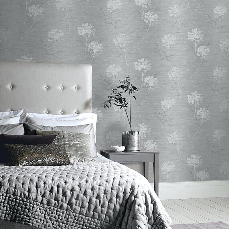 Silver Wallpaper Bedroom Striped - HD Wallpaper 