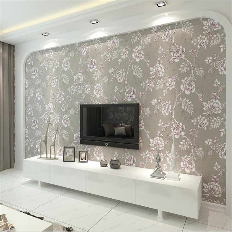 3d Relief Modern Europe Luxury Flower Wallpaper Rolls - Modern Flower Wallpaper Room - HD Wallpaper 