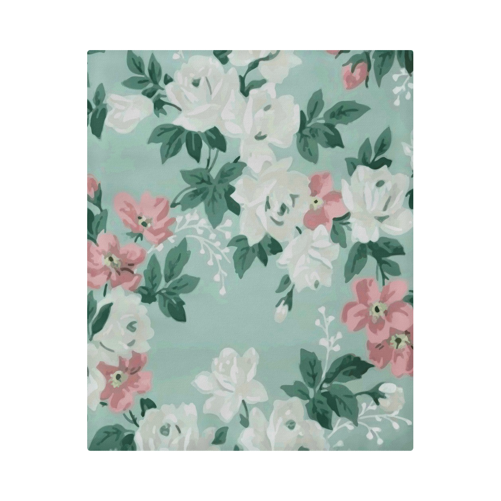 Vintage Pink White Teal Floral Wallpaper Pattern Duvet - Vintage Pink Teal Floral Wallpaper Pattern - HD Wallpaper 