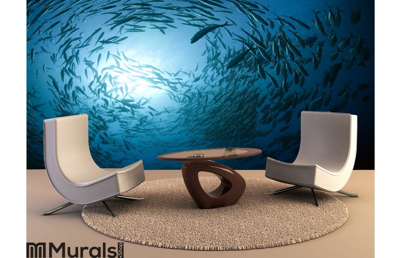 Fish In The Ocean Wall Mural Wall Art Wall Decor - Ocean Wall Mural - HD Wallpaper 