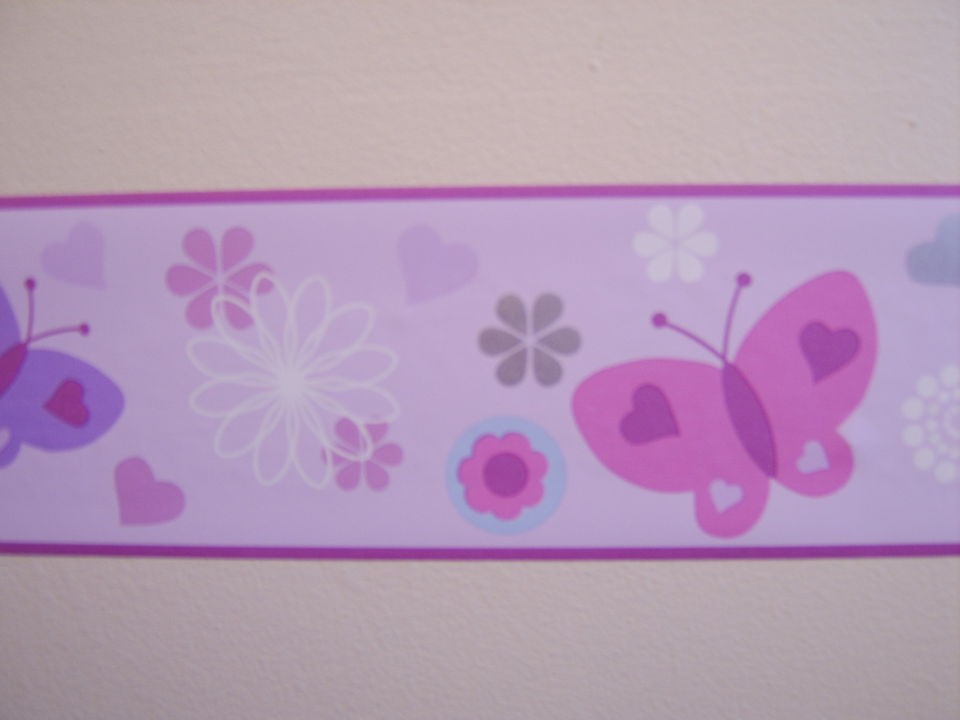Pink Girls Butterfly Wallpaper Border Self Adhesive - Butterfly - HD Wallpaper 