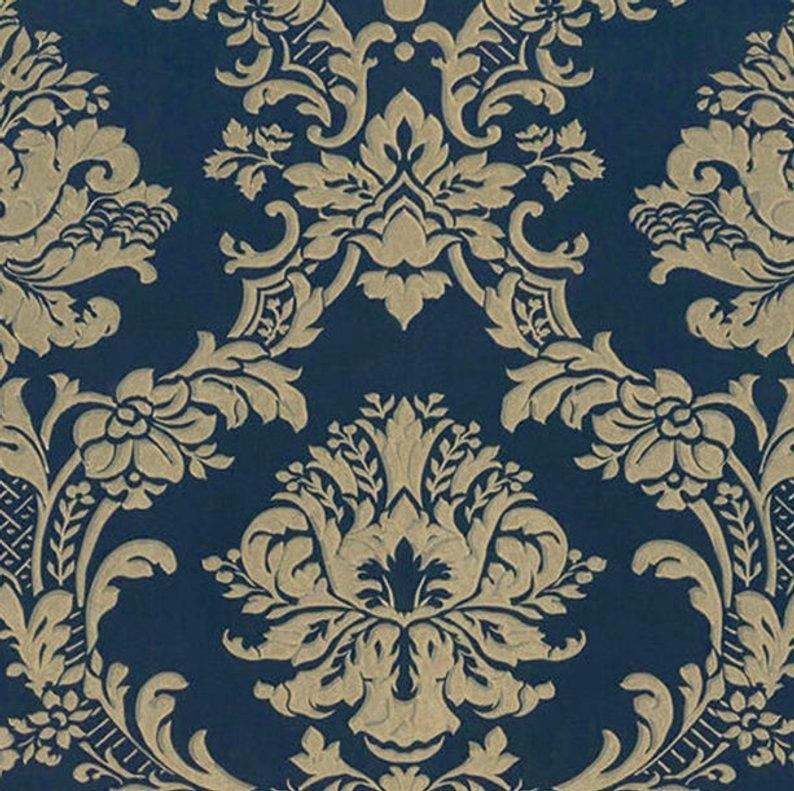 Damask Wallpaper Blue - HD Wallpaper 