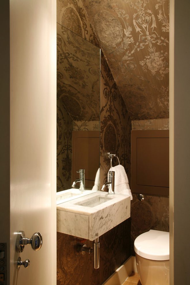 Dorset Ralph Lauren Wallpaper With Contemporary Bath - Bathroom Sink - HD Wallpaper 