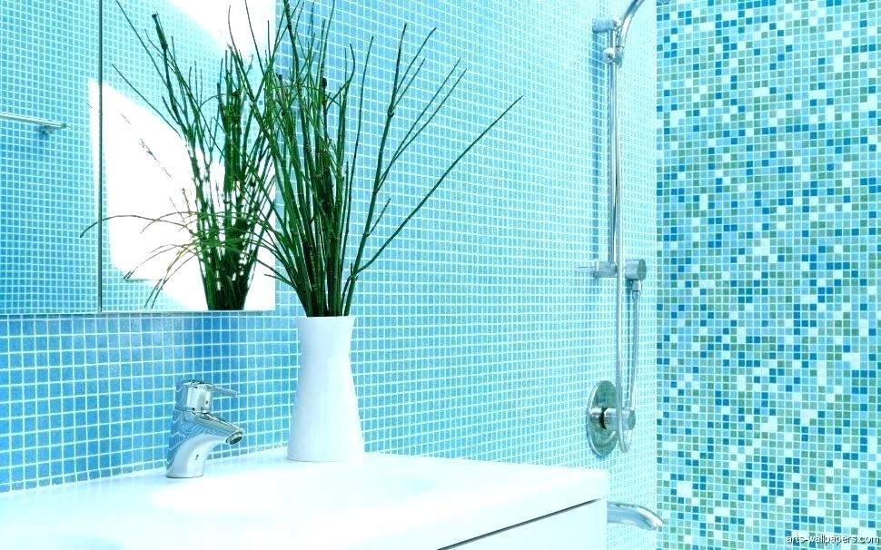 Blue Bathroom Wallpaper Vinyl Wallpaper Bathroom Blue - Bathroom Tile Designs - HD Wallpaper 
