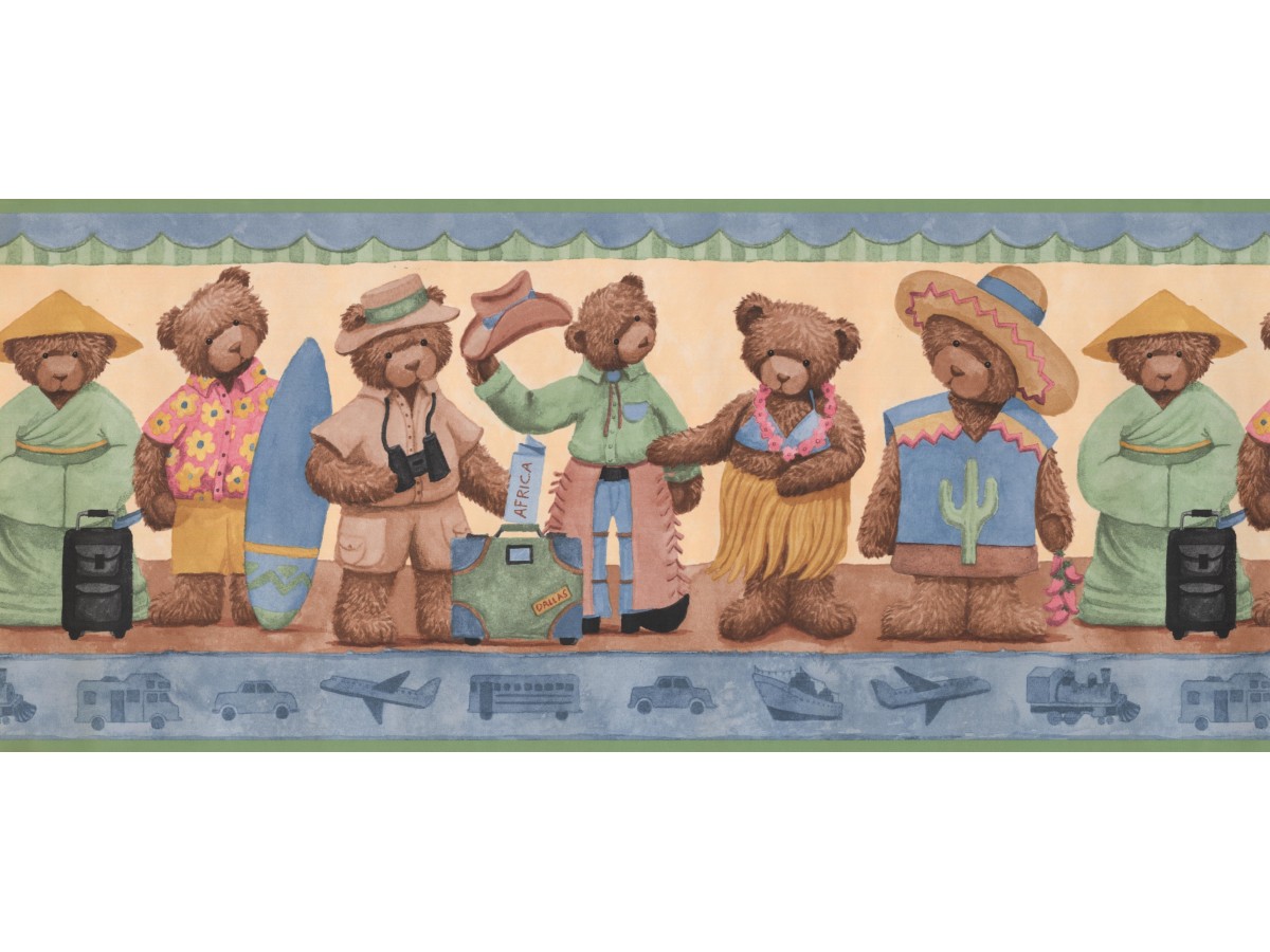 Border Teddy Bears Playing Painting - HD Wallpaper 