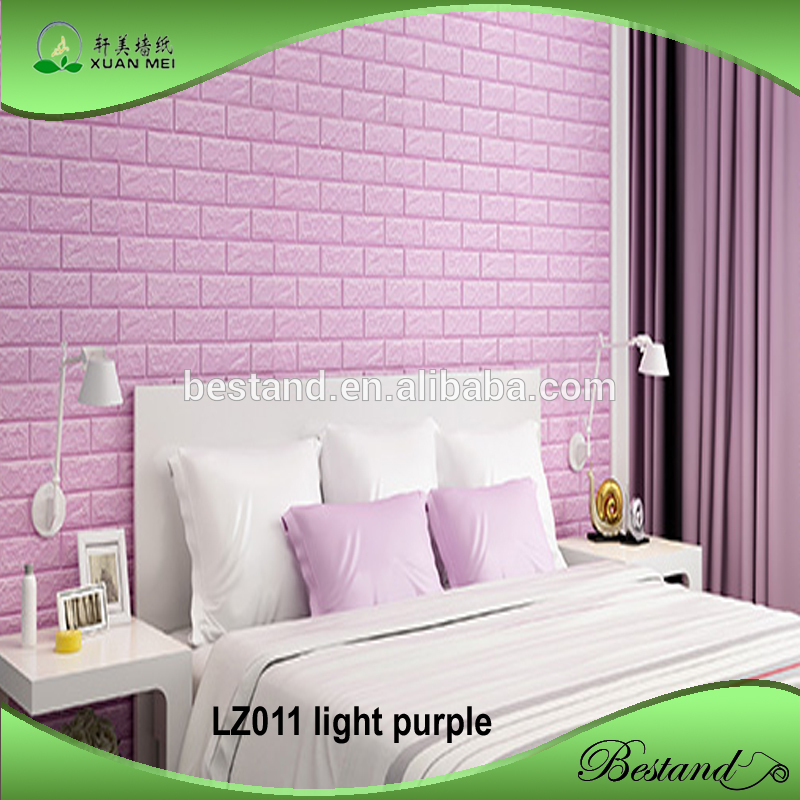 3d Brick Stone Pe Foam Wallpaper Wonderful Color Purple - 3d Brick Foam Wallpaper Light Purple - HD Wallpaper 