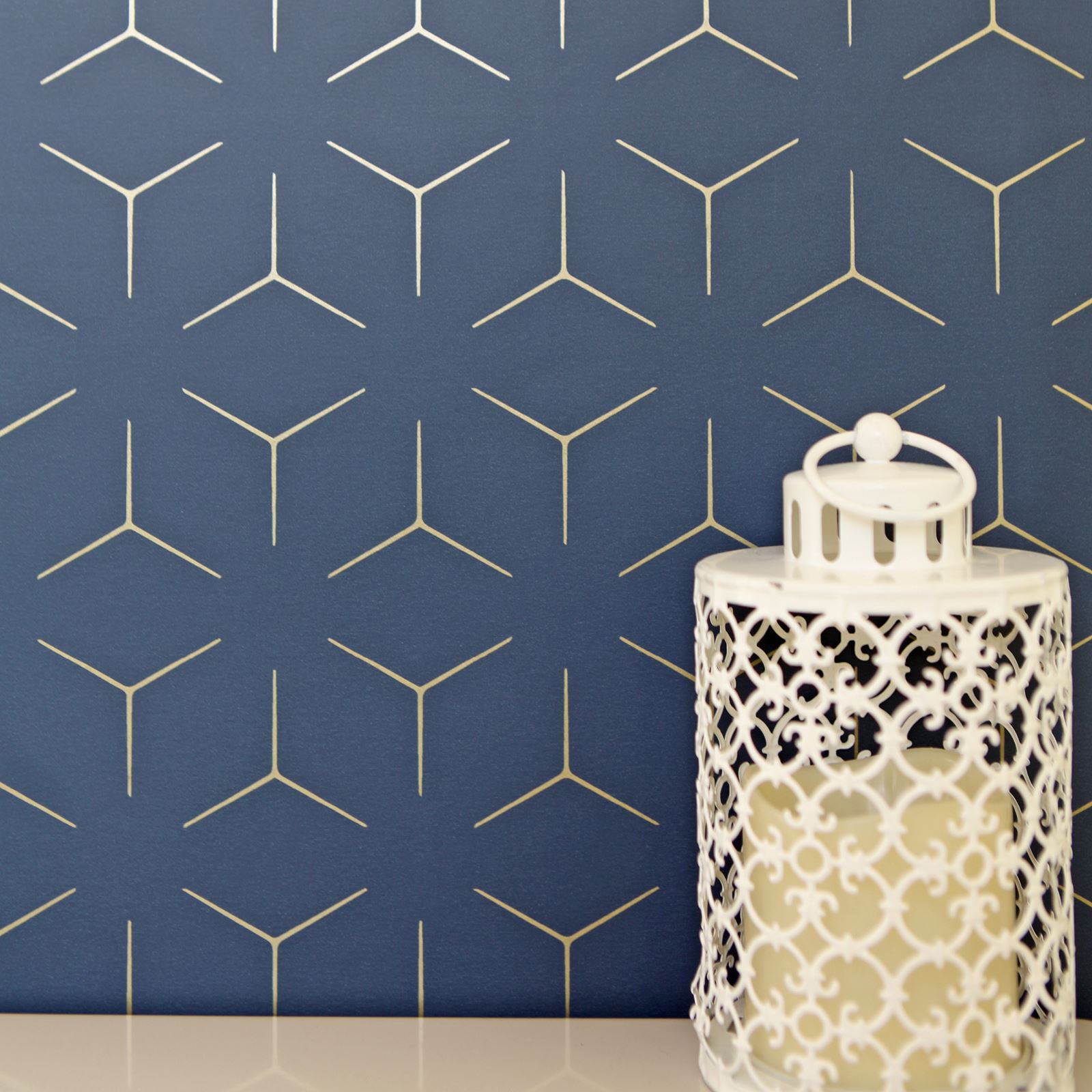 World Of Wallpaper Geometric Metallic Glitter Art Deco - Papier Peint Géométrique Bleu Foncé - HD Wallpaper 