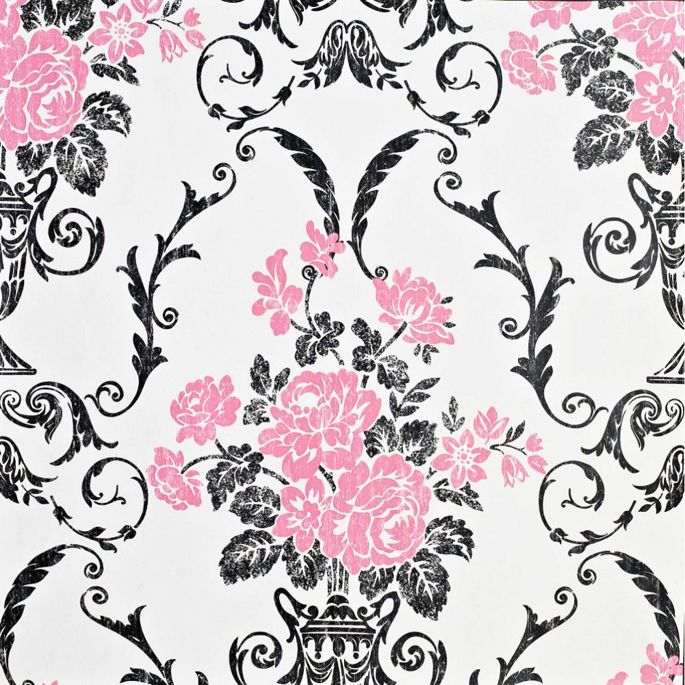 Black And Pink Damask - HD Wallpaper 