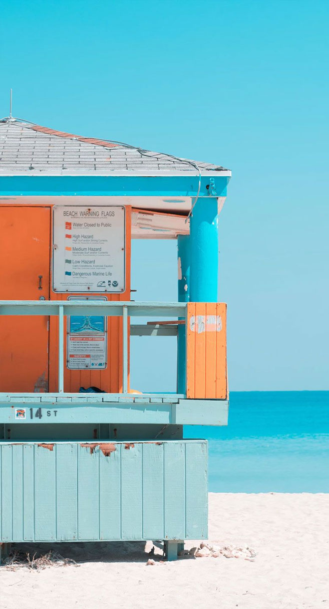 Blue Sky Orange Beach Hut & White Sand Iphone Wallpapers - Teal And Orange Beach - HD Wallpaper 