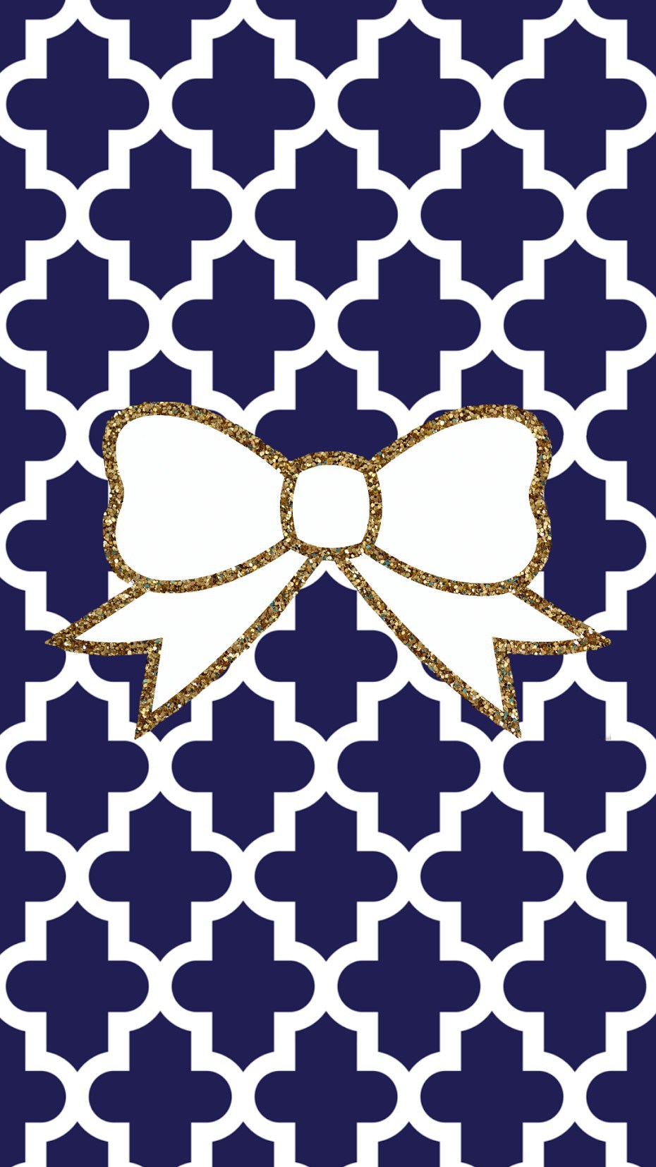 Navy Gold Wallpaper - Cute Bow - HD Wallpaper 