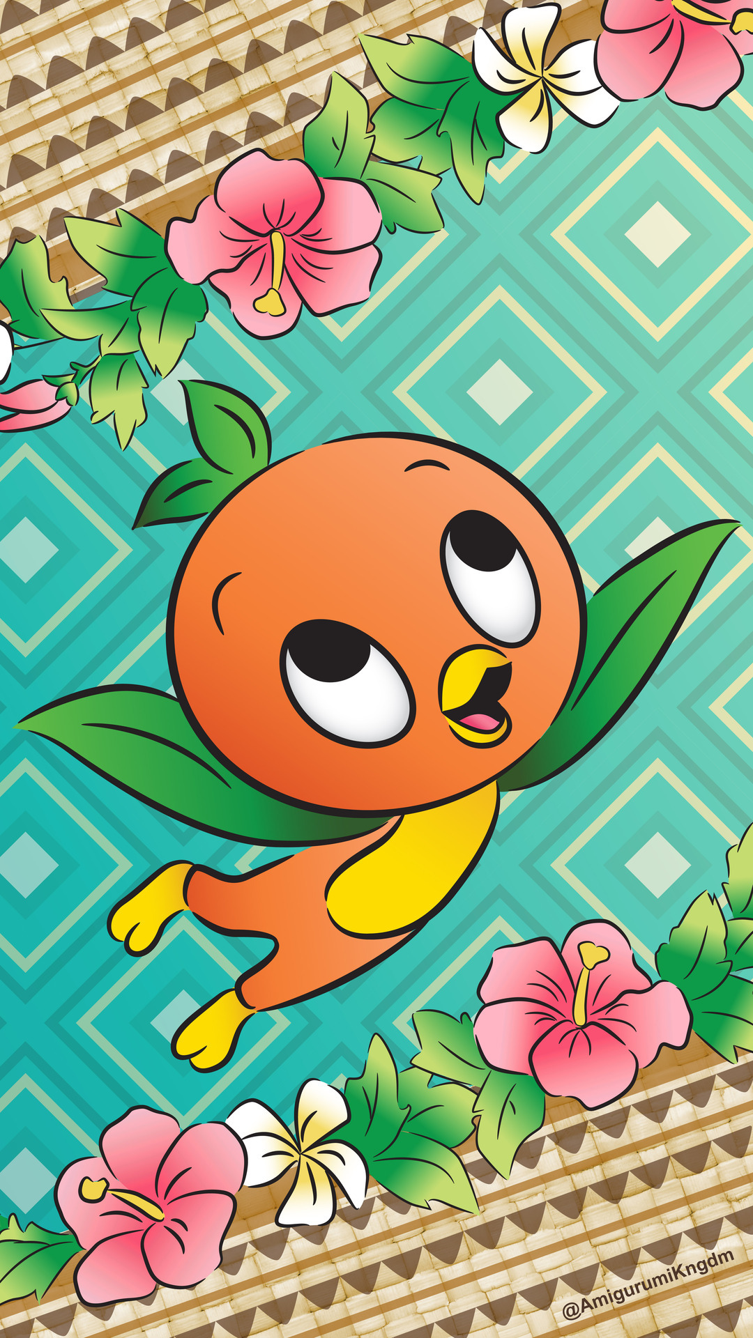 Tropical Orange Bird Wallpaper Design By Jou Ling Yee - Cartoon Orange Bird Disney - HD Wallpaper 