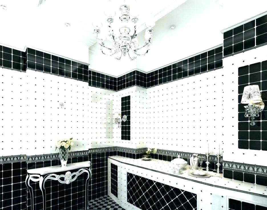 Black White Gold Bathroom White And Gold Bathroom Set - Black And White Bathrooms In Subway Tiles - HD Wallpaper 