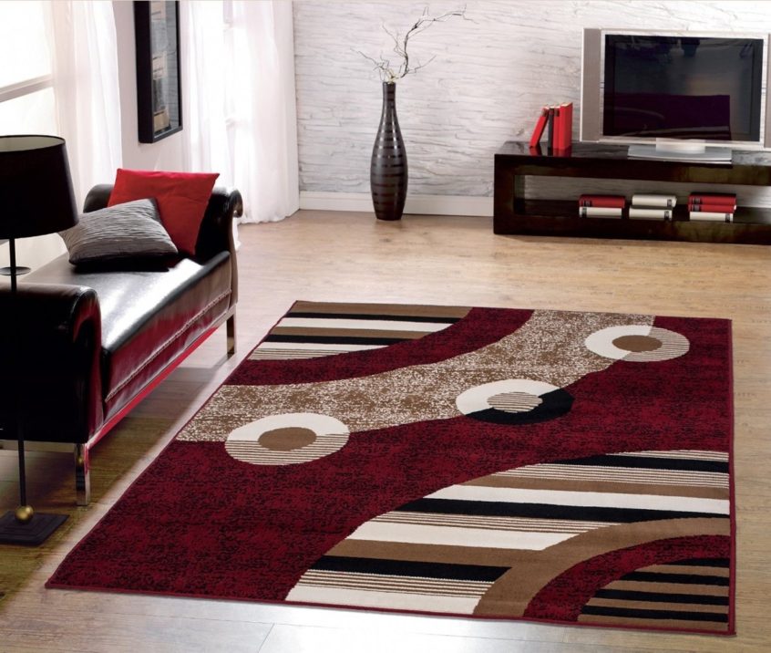 Living Room Wallpaper Ideas Red White Black Download - 8 By 10 Red And Brown Area Rugs - HD Wallpaper 