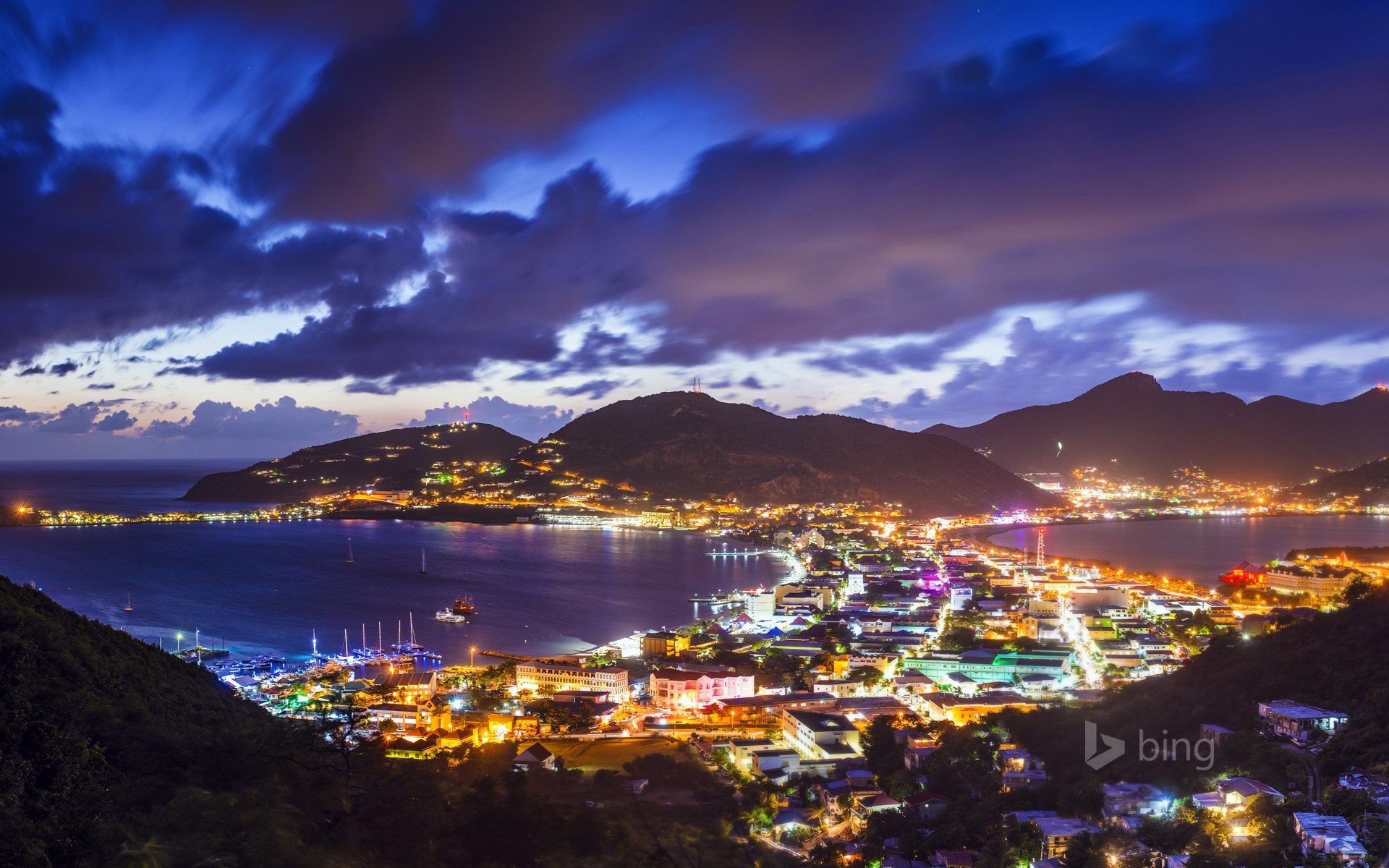 Caribbean Sea Wallpaper High Quality Resolution For - St Maarten Night Time - HD Wallpaper 