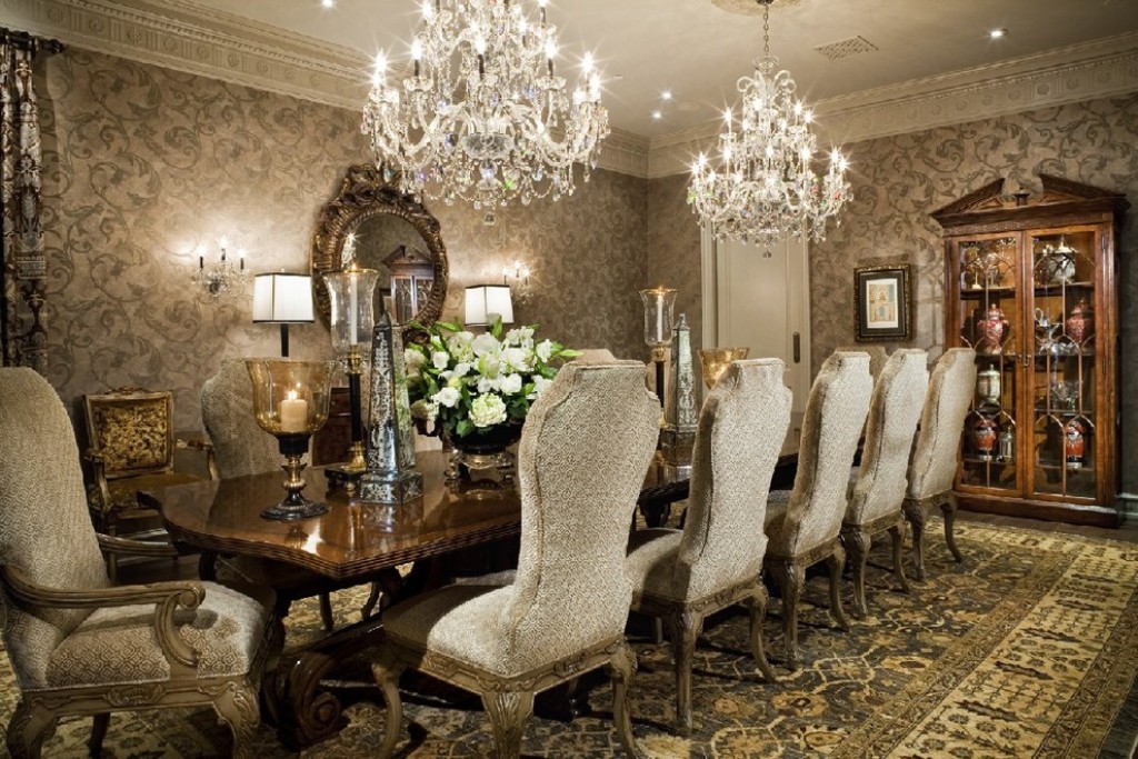 Luxury Chandelier Dining Room - HD Wallpaper 