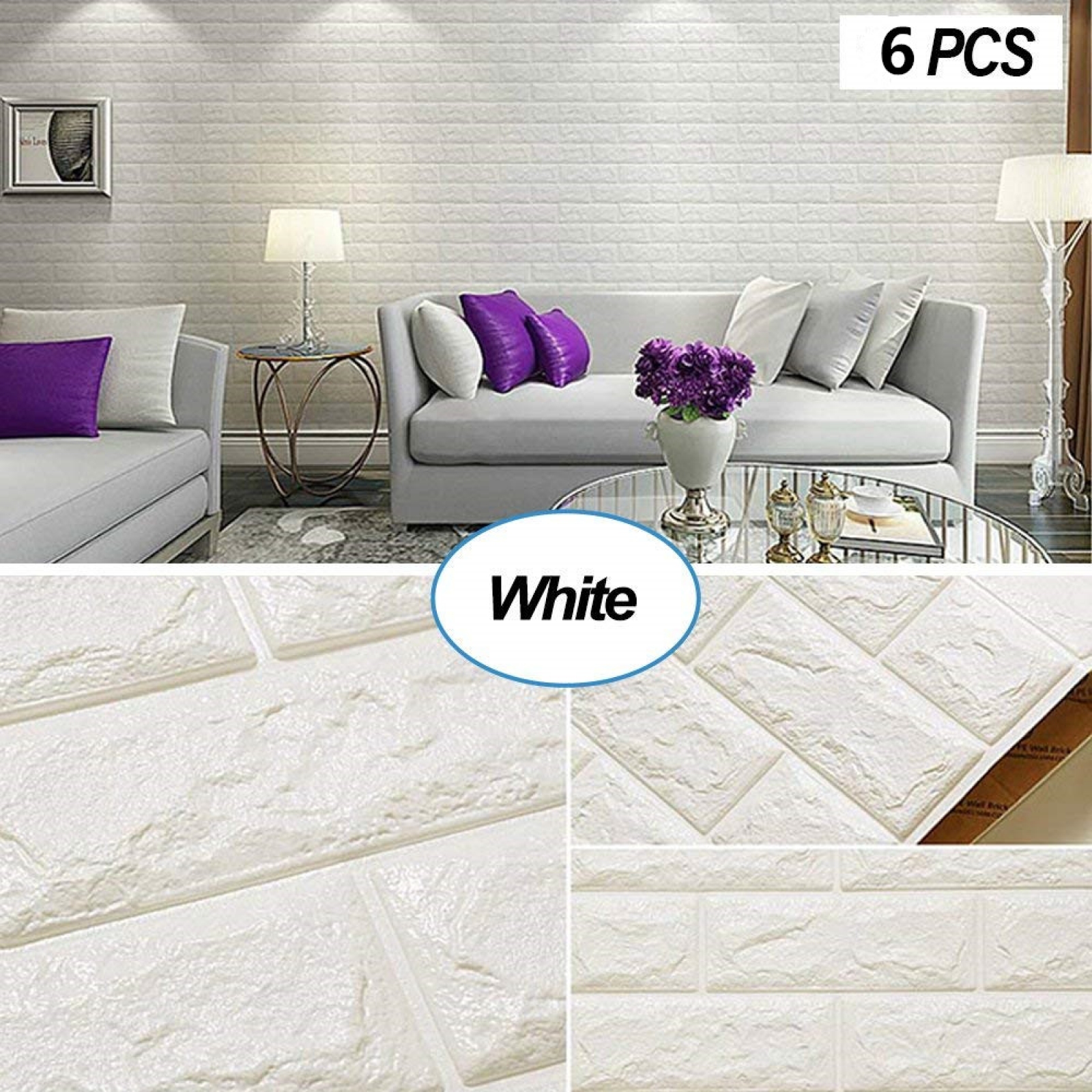 Faux White Brick Wall Panel - HD Wallpaper 