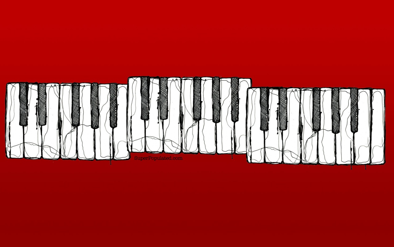 Piano Keys Wallpapers - Red And Black Piano Art - HD Wallpaper 
