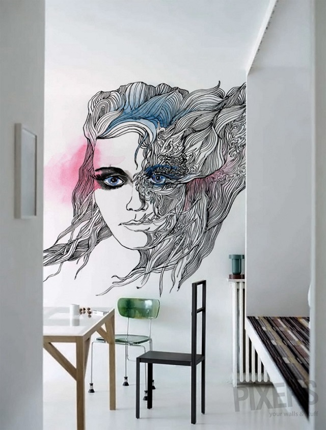 Vinyl Wall Mural From The Collection Phantasmagories - Women Face Wall Murals - HD Wallpaper 