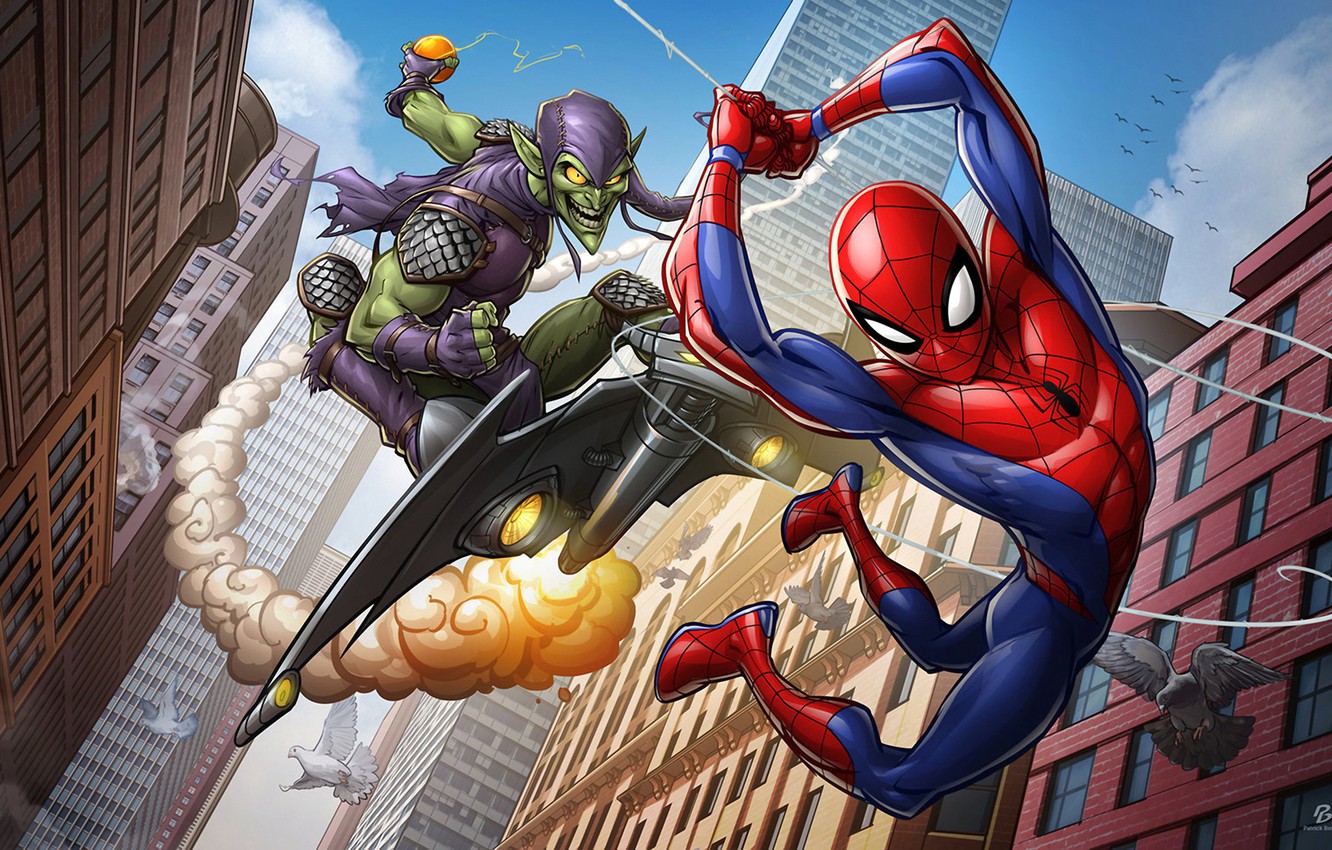 Photo Wallpaper Art, Spider-man, Marvel Comics, Green - Spider Man 2018 Series - HD Wallpaper 