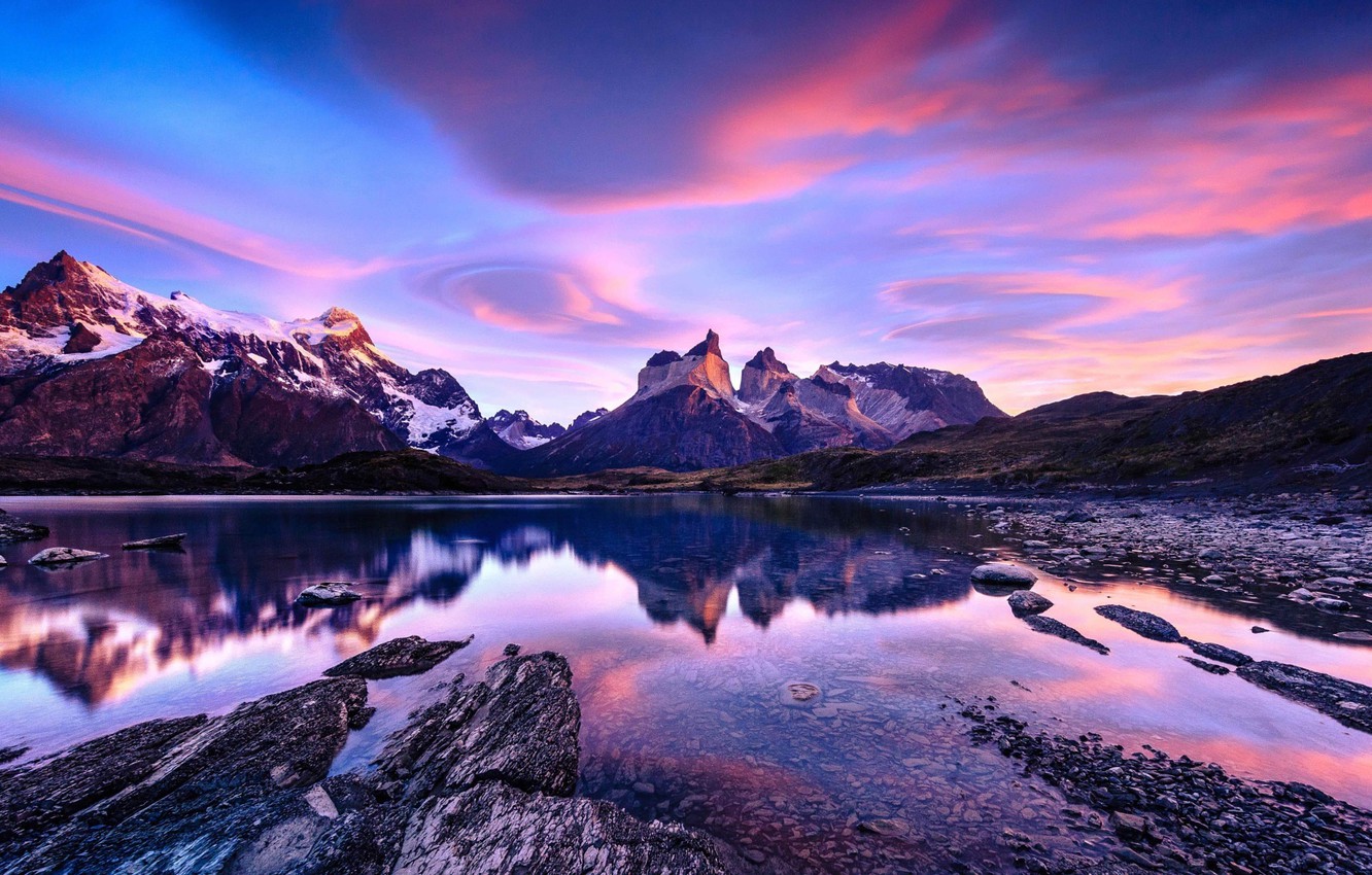 Photo Wallpaper The Sky, Clouds, Mountains, Chile, - Torres Del Paine National Park - HD Wallpaper 