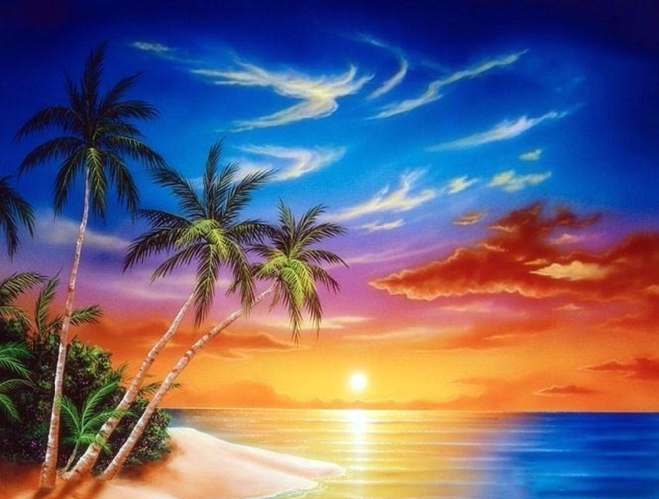 Tropical Island Sunset Wallpapers High Quality Resolution - Jeff Wilkie - HD Wallpaper 