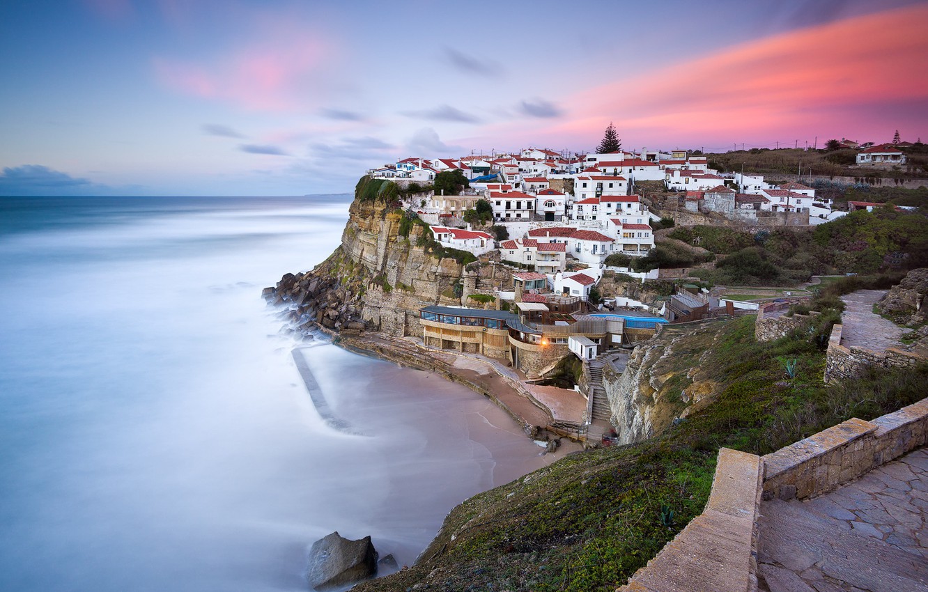 Photo Wallpaper Portugal, Sintra, Azenhas Do Mar - Azenhas Do Mar Noite - HD Wallpaper 