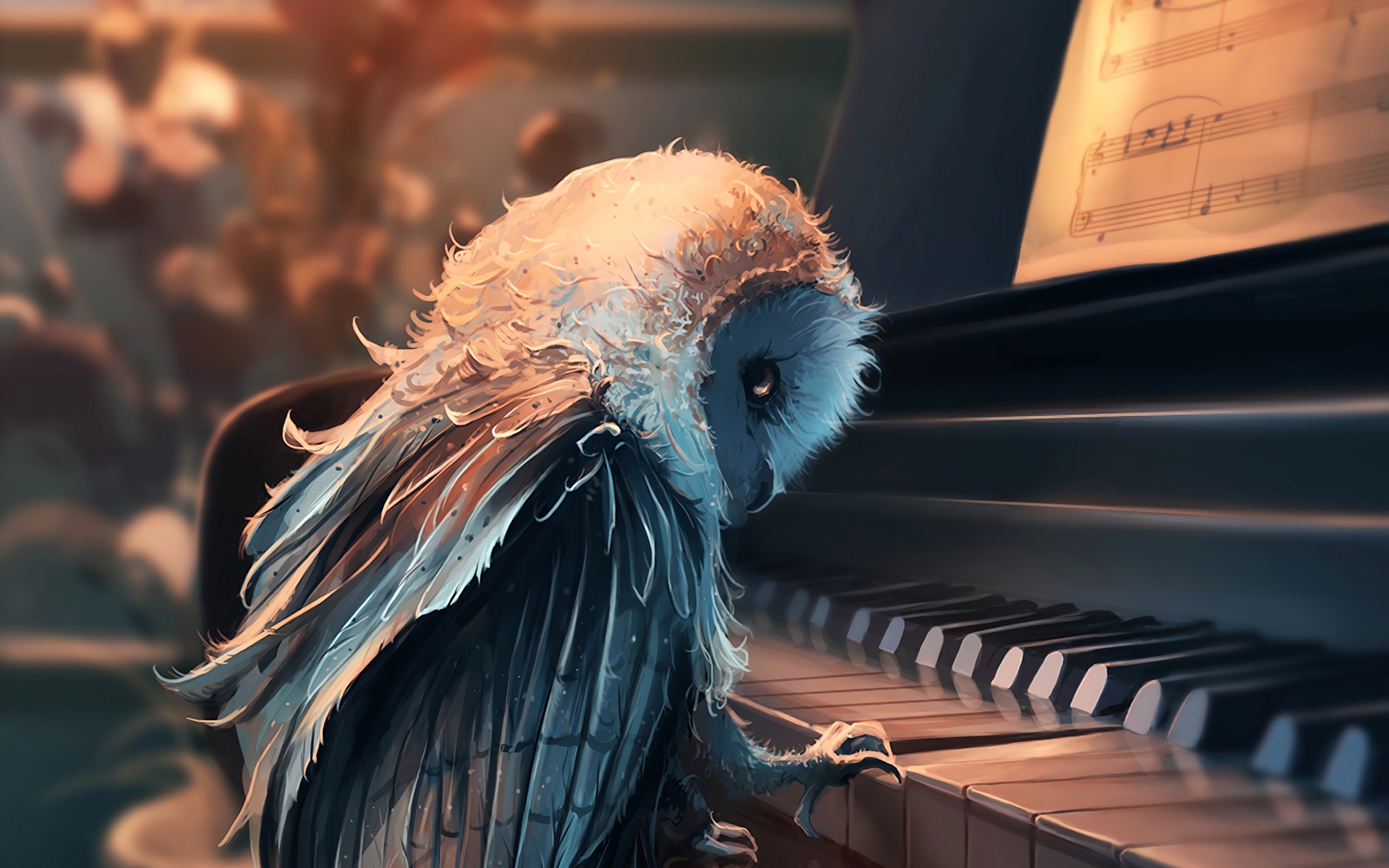 Wallpaper Owl, Piano, Art, Music - Piano Art - HD Wallpaper 