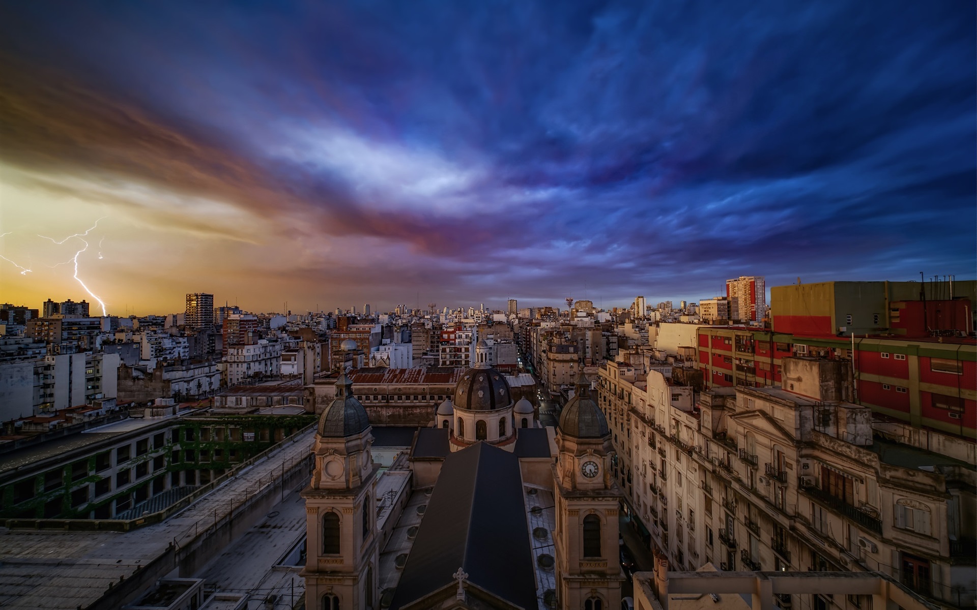 Wallpaper Buenos Aires, City, Buildings, Clouds, Lightning, - Buenos Aires - HD Wallpaper 