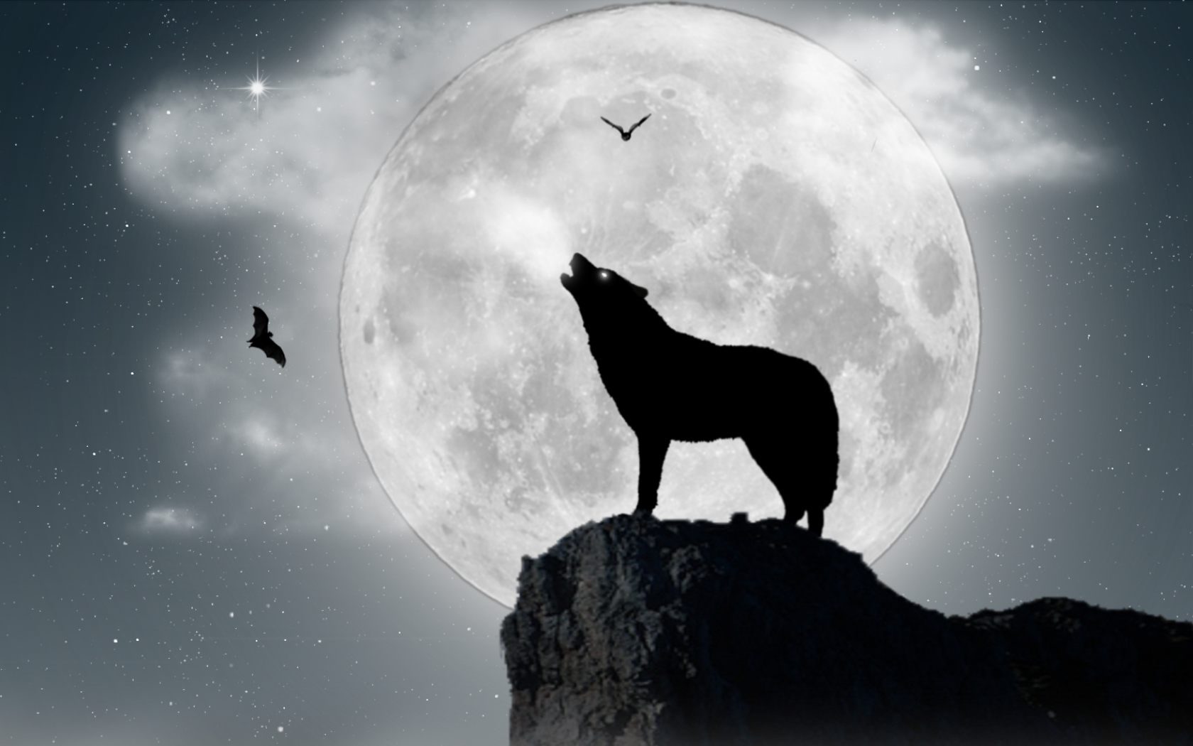 Lobo Aullando A La Luna Llena - Lobo Aullando - HD Wallpaper 