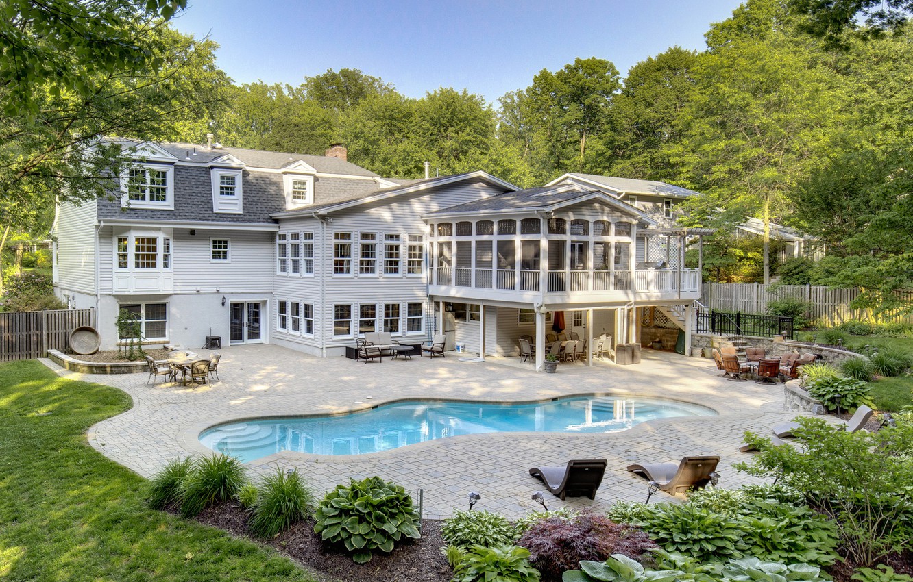Photo Wallpaper House, Pool, Mansion - Mansion - HD Wallpaper 
