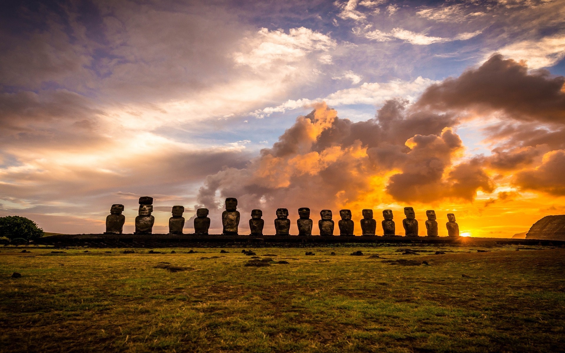 Landscape, Nature, Sunrise, Rapa Nui, Island, Clouds, - Rapa Nui Full Hd - HD Wallpaper 