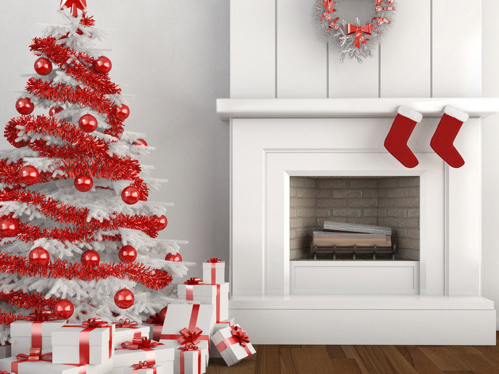 Phone Wallpaper Christmas Red White Tree - HD Wallpaper 