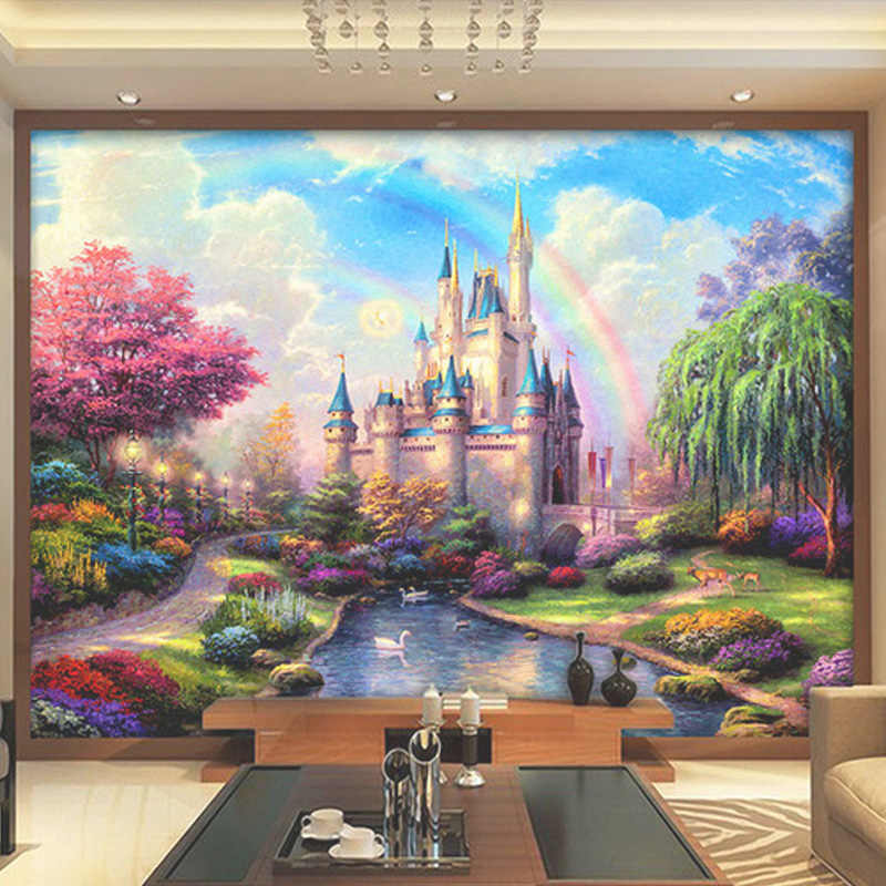 Custom 3d Mural Bedding Room Tv Sofa Wall Backdrop - Castle Mural - HD Wallpaper 