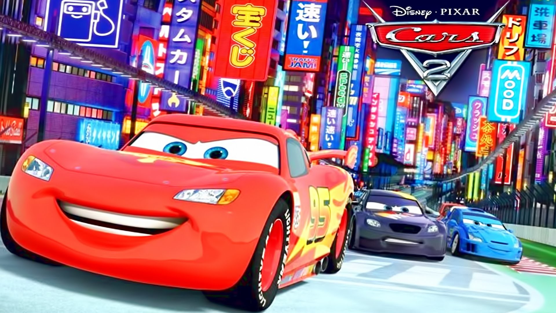 Cartoon Cars Lightning Mcqueen Cars Racing Tow Mater - Cars Mcqueen Background Hd - HD Wallpaper 