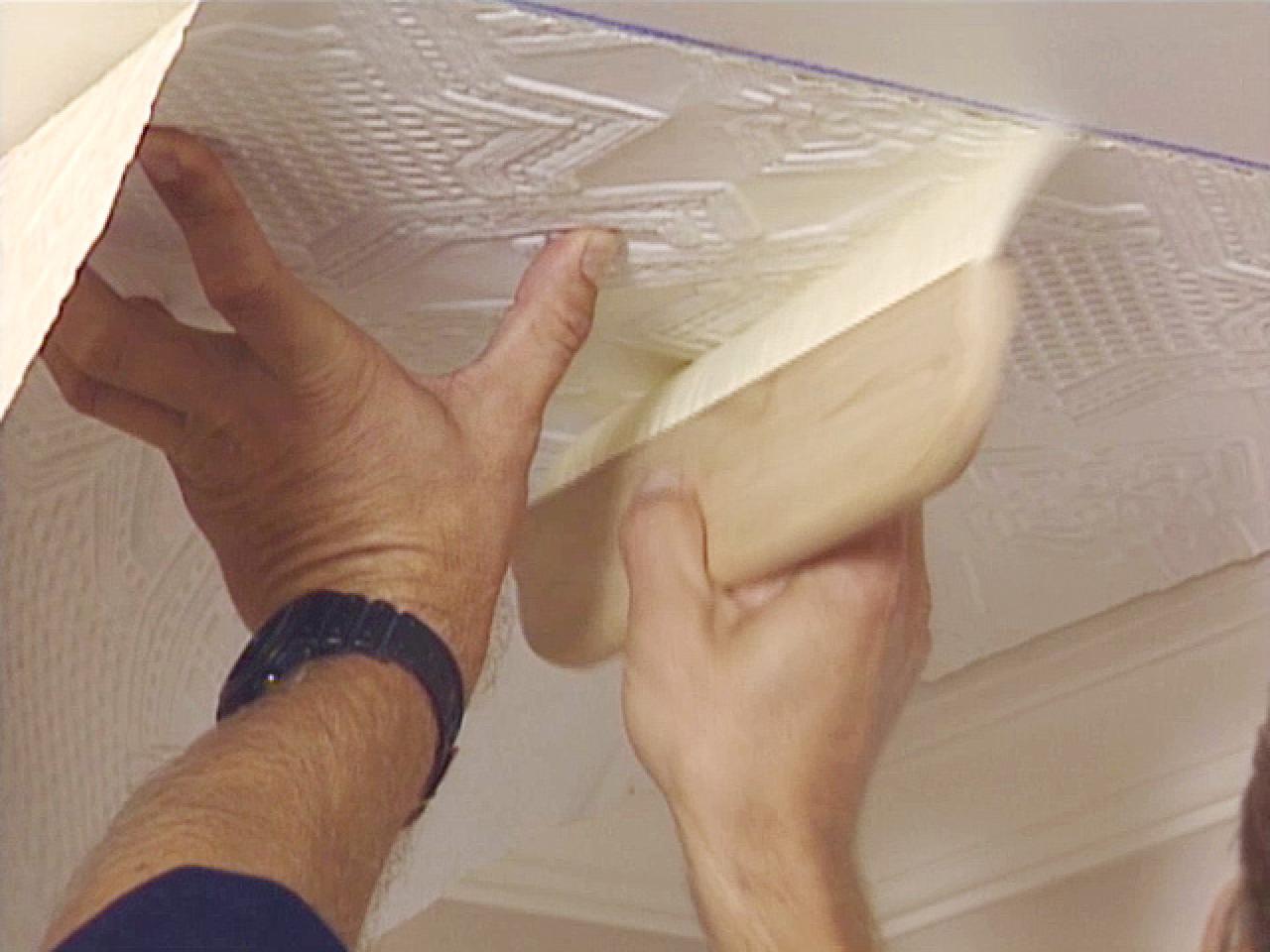 Go Over Paper With Wallpaper Smoothing Brush - Over Ceiling Tiles - HD Wallpaper 