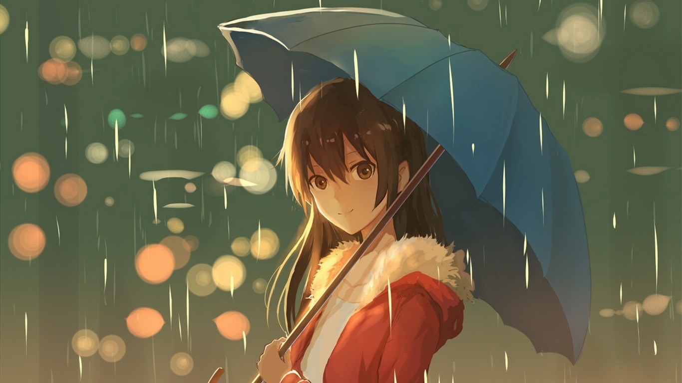 Girl Umbrella Rain Art 2017 Anime Wallpaper2017 - Anime Girls In Rain - HD Wallpaper 