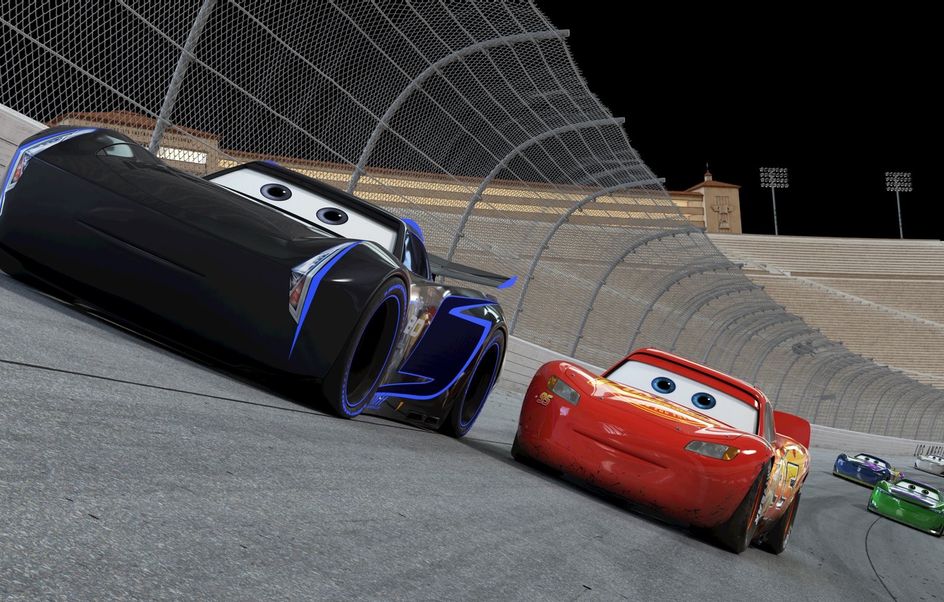 Photo Wallpaper Cinema, Disney, Cars, Race, Speed, - Cars 3 Jackson Storm And Lightning Mcqueen - HD Wallpaper 