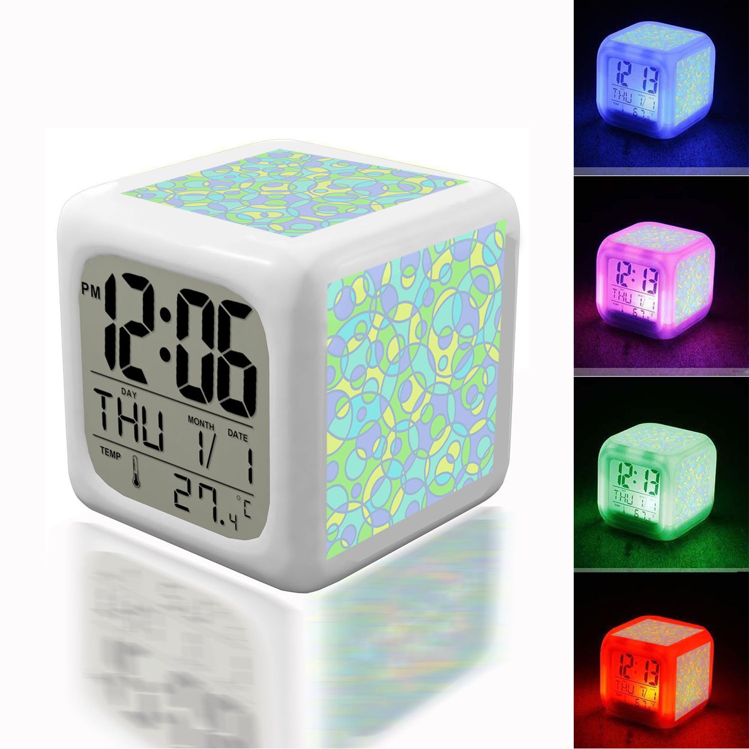 Alarm Clock 7 Led Color Changing Wake Up Bedroom With - Alarm Clock - HD Wallpaper 