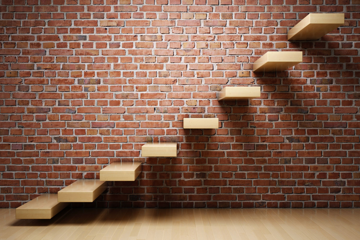Next Steps - Wall Brick Interior Staircase - HD Wallpaper 