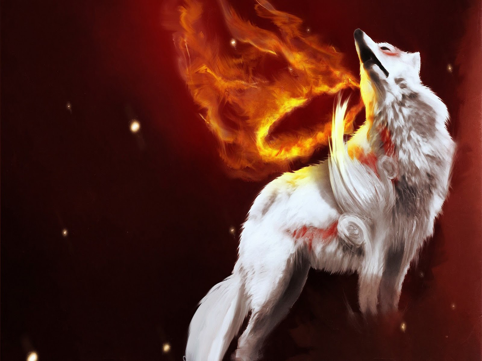 Wallpaper Hd Un Oleo Con Un Lobo Blanco - Anime Wolf Backgrounds - HD Wallpaper 