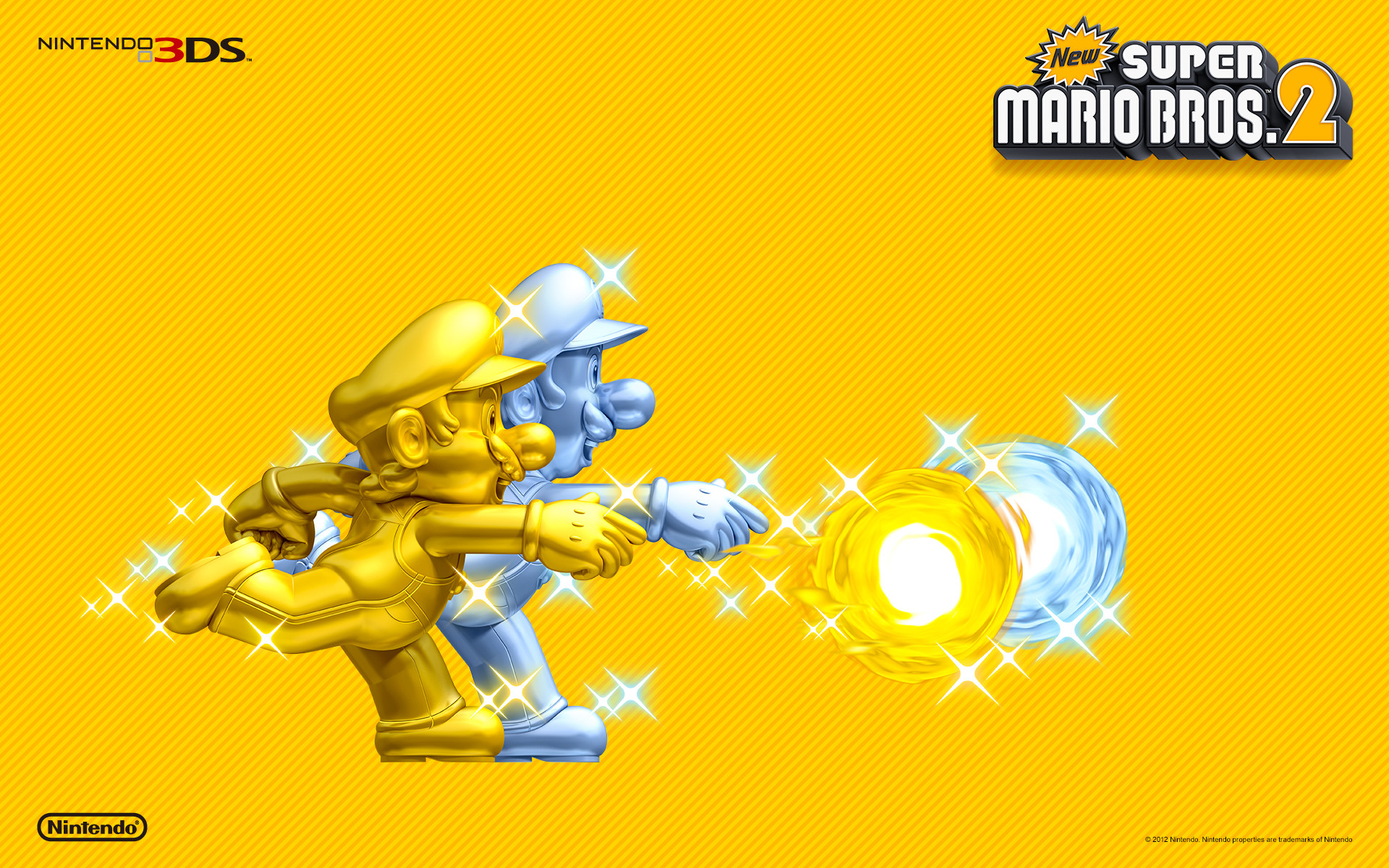 New Super Mario Bros 2 Gold Mario & Silver Luigi Wallpaper - Gold Mario New Super Mario Bros 2 - HD Wallpaper 