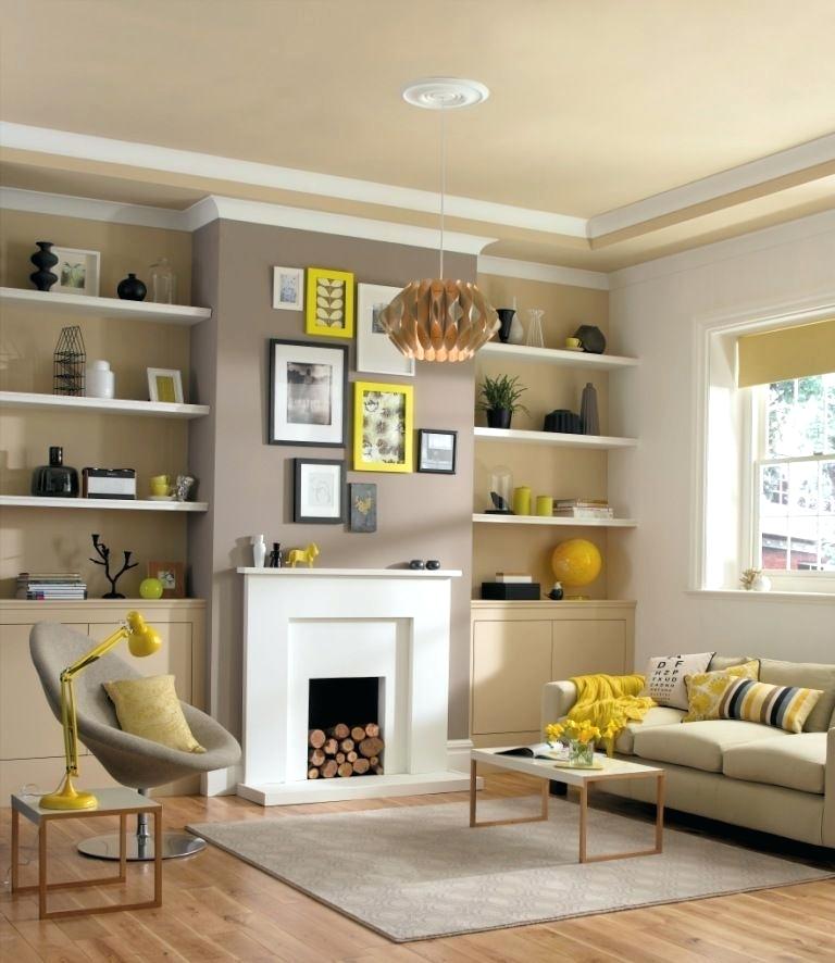 Living Room Chimney Yellow Accessories Bring This Stylish - Shelving Ideas In Living Room - HD Wallpaper 