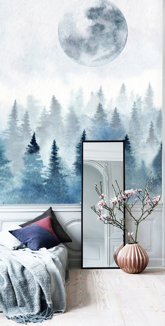 Forest Wallpaper Watercolor - HD Wallpaper 