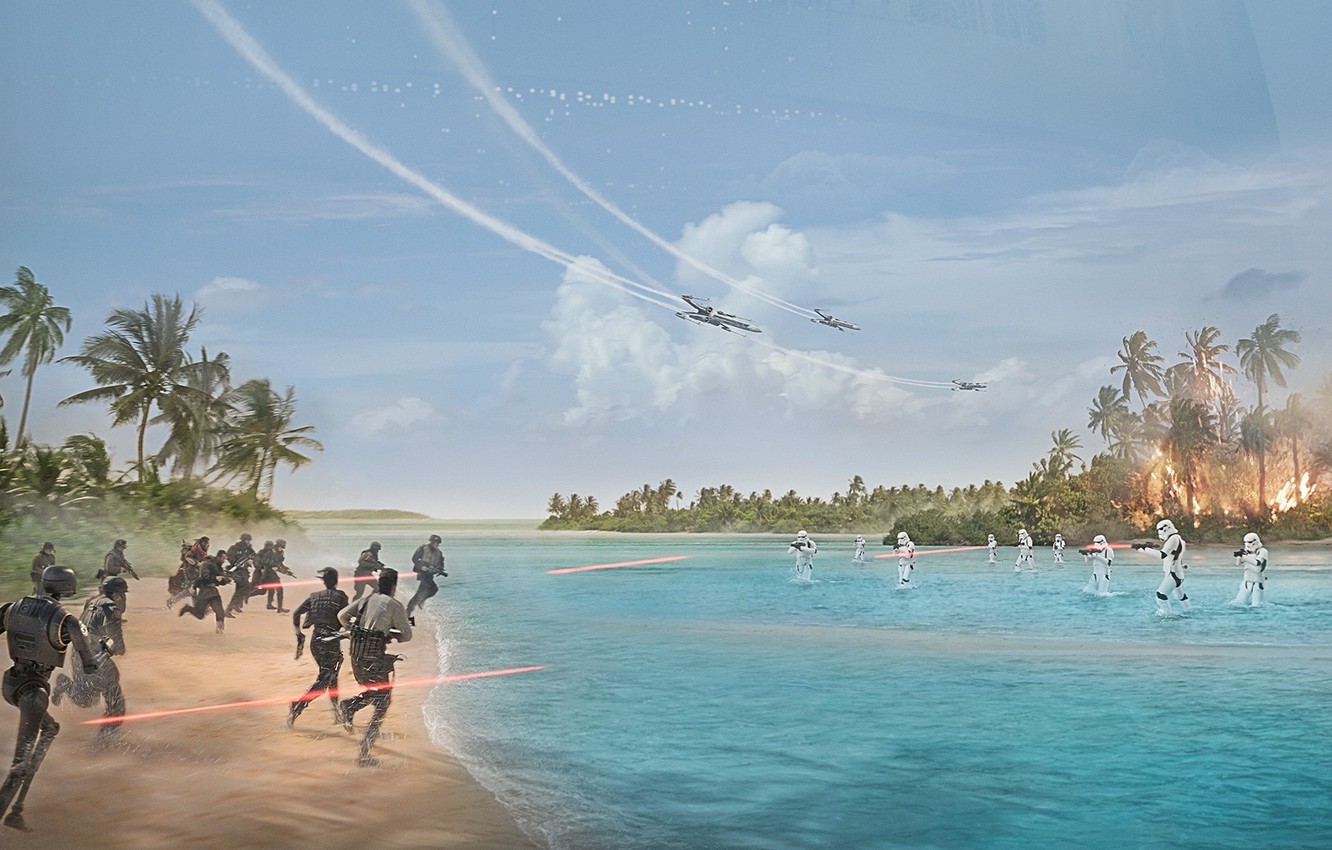 Photo Wallpaper Cinema, Star Wars, Sand, Movie, Film, - Star Wars Rogue One Scarif - HD Wallpaper 