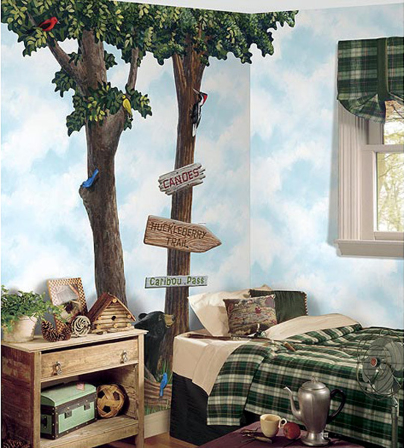 Wall Mural Kids, Riepambali - Boys Cabin Themed Bedroom - HD Wallpaper 