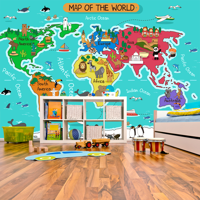 Free World Map Cartoon - HD Wallpaper 